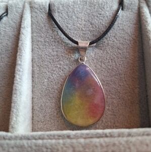 Natural Polished Rainbow Quartz Druzy Gemstone pendant